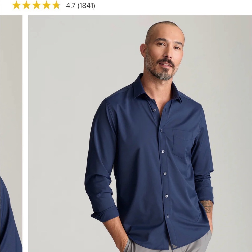 UNTUCKit Men's XL “Tre Fit” Girondo Navy Button Down Shirt - Shorter Hem